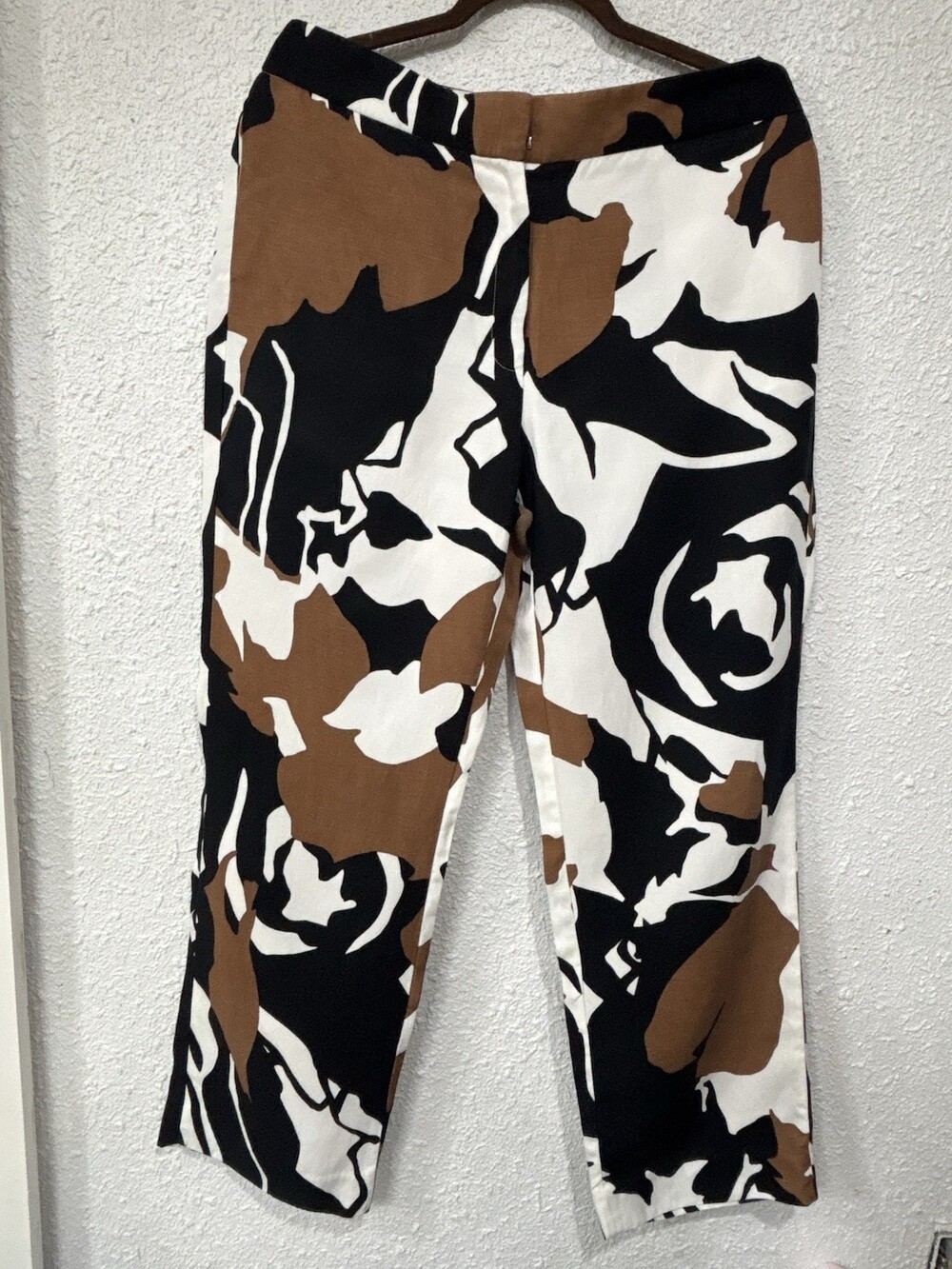 CAbi Women’s 15R US 18 Abstract Print Pants Brown Black White Straight Leg